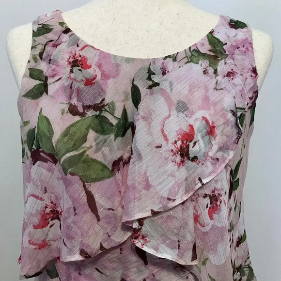 SLNY NWT Knee Length Tiered Flutter Dress Women Various - Picture 2 of 9